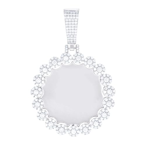 Herren-Halskette aus 925er-Sterlingsilber, 3,67 Karat, Moissanit, 58,8 x 38,5 mm breit, Halskette für Herren von JewelryWeb