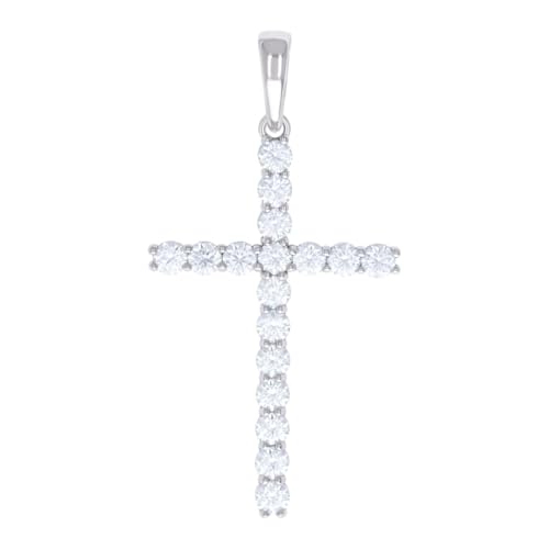 Herren-Halskette aus 925er Sterlingsilber, 5,36 Karat Moissanit-Kreuz, religiöser Charm-Anhänger, 59,1 x 30,3 mm breit von JewelryWeb