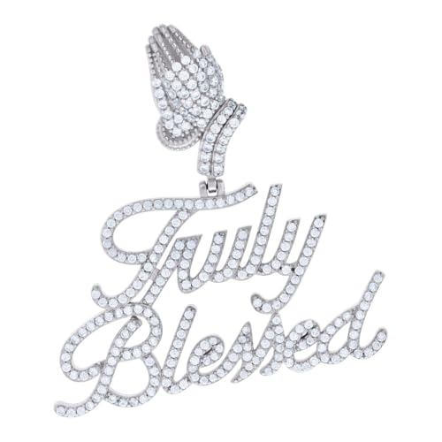 Herren-Halskette aus 925er-Sterlingsilber, Moissanit, 1,16 Karat, sprechend, modisch, 41,3 x 38,7 mm breit von JewelryWeb