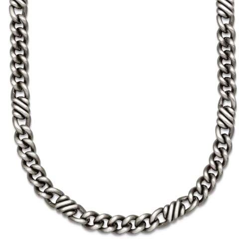 Herren-Halskette aus 925er-Sterlingsilber, gebürstetes Ruthenium, 5,3 mm, 56 cm, Halskette für Herren von JewelryWeb