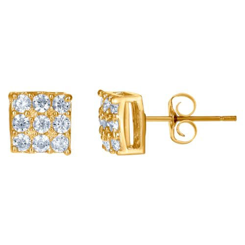 Herren-Ohrstecker, Gelbgold, Zirkonia, künstlicher Diamant, quadratisch, 6,7 x 6,7 mm breit, gelb, Einheitsgröße Herren-Ohrstecker, Gelbgold, Zirkonia, künstlicher Diamant, quadratisch, 6,7 x 6,7 mm breit, gelb, Einheitsgröße von JewelryWeb
