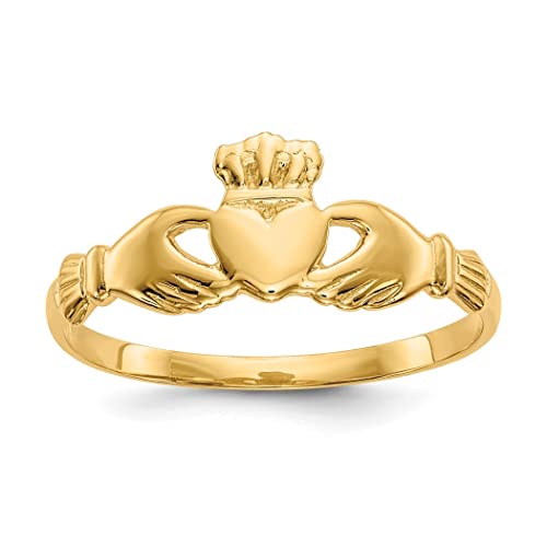 Irischer Claddagh-Ring mit keltischem Dreifaltigkeitsknoten, goldfarben, Größe N 1/20, Schmuck, Geschenke für Frauen von JewelryWeb