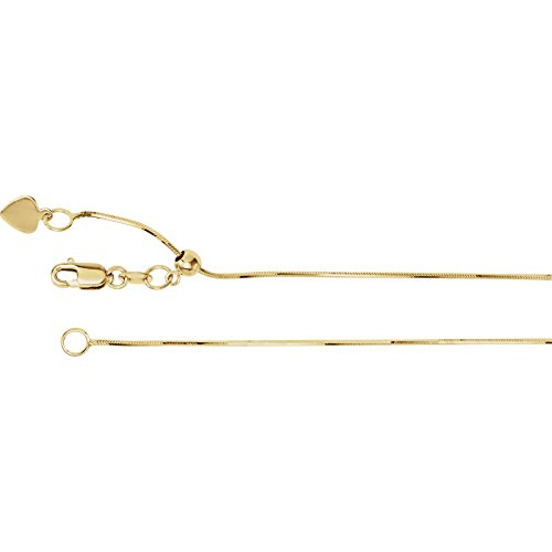 JewelryWeb 14 Karat Halskette, 56 cm, verstellbare Schlangenkette in Weißgold, Gelbgold und 0,8 mm, Gelbgold von JewelryWeb