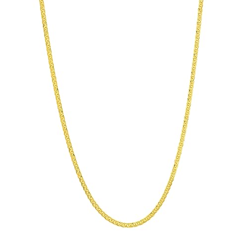 JewelryWeb 14 Karat quadratische Weizenkette, Halskette in Weißgold, Gelbgold, Längen wählbar 41, 46, 51, 61 und 0,85 mm, 1,25 mm, Gelbgold von JewelryWeb