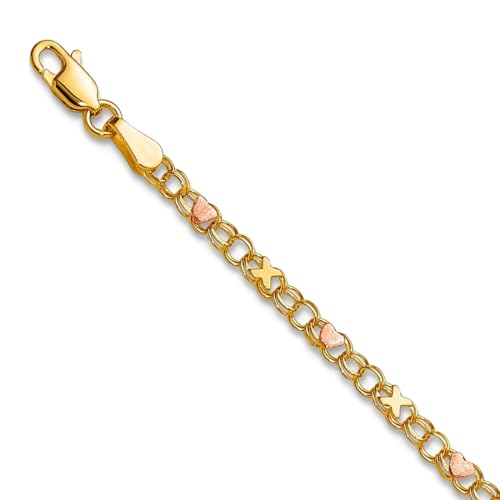 JewelryWeb 3 mm 14 Karat und Rosé-Rhodium Xs und Liebesherzen Teen-Armband Gliederarmband, 14 centimeters, Metall Metall Rhodium, Kein Edelstein JewelryWeb 3 mm 14 Karat und Rosé-Rhodium Xs und Liebesherzen Teen-Armband Gliederarmband, 14 centimeters, Metall Metall Rhodium, Kein Edelstein von JewelryWeb