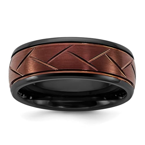 JewelryWeb Damen-Halskette mit Anhänger, Keramik, schwarz poliert mit rotem IP-überzogenem Finish, gerillte Mitte, 8 mm, 27 cm JewelryWeb Damen-Halskette mit Anhänger, Keramik, schwarz poliert mit rotem IP-überzogenem Finish, gerillte Mitte, 8 mm, 27 cm von JewelryWeb
