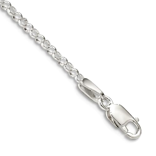 JewelryWeb Fußkettchen aus 925er-Sterlingsilber, poliert, 2 mm, Rolokette, Fußkettchen für Damen und Herren, 23 centimeters, Metall Silber Sterling-Silber, Kein Edelstein von JewelryWeb