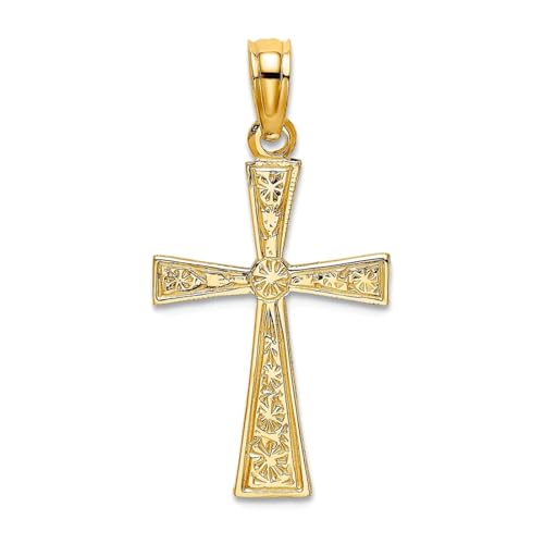 JewelryWeb Halskette für Damen, 14 Karat Gold, graviert, religiöses Kreuz mit ausgestellten Spitzen, 19,1 mm lang von JewelryWeb