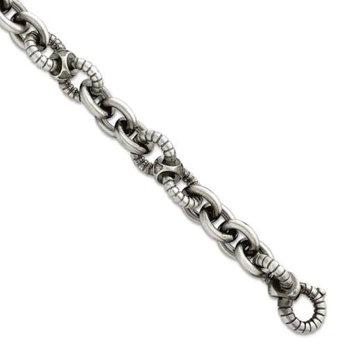 JewelryWeb Herren-Armband, 8,5 mm, SS, schwarzes Ruthenium, gebürstet, strukturiert, 21 cm, Einheitsgröße, Metall, kein Edelstein von JewelryWeb