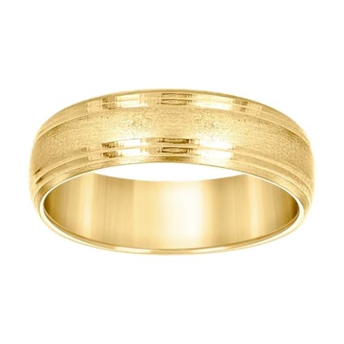 JewelryWeb Herren-Ehering aus 14 Karat Gelbgold, gerillter Rand, gebürstet, bequeme Passform, 6 mm, Größe 12, Ehering für Herren JewelryWeb Herren-Ehering aus 14 Karat Gelbgold, gerillter Rand, gebürstet, bequeme Passform, 6 mm, Größe 12, Ehering für Herren von JewelryWeb