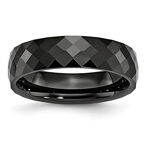 JewelryWeb Keramik-Ring, schwarz, facettiert, poliert, in verschiedenen Ringgrößen und 4 mm, 6 mm, 7,5 mm, 8 mm, Keramik von JewelryWeb