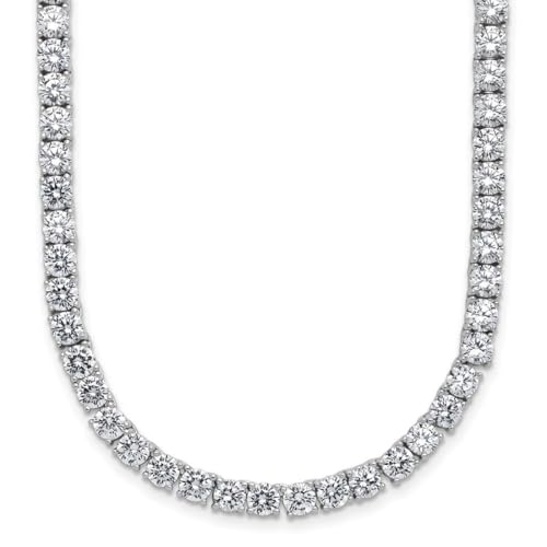 JewelryWeb Rhodinierte 4 mm CZ simulierter Diamant mit Sicherheitsverschluss Tennis-Halskette 51 cm Anhänger für Damen von JewelryWeb