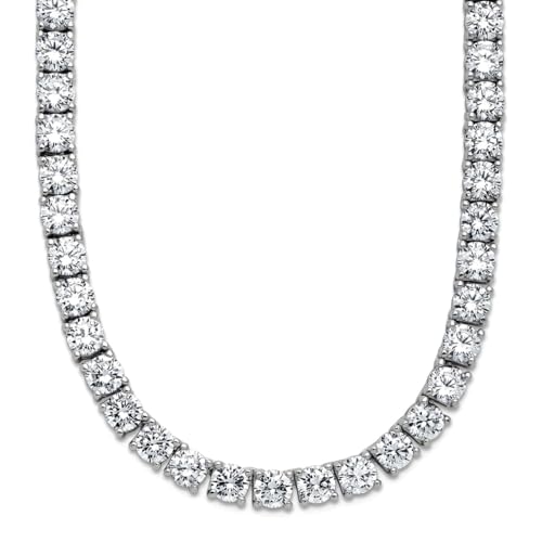 JewelryWeb Rhodinierte 5 mm CZ simulierter Diamant mit Sicherheitsverschluss Tennis-Halskette 61 cm Anhänger für Damen von JewelryWeb