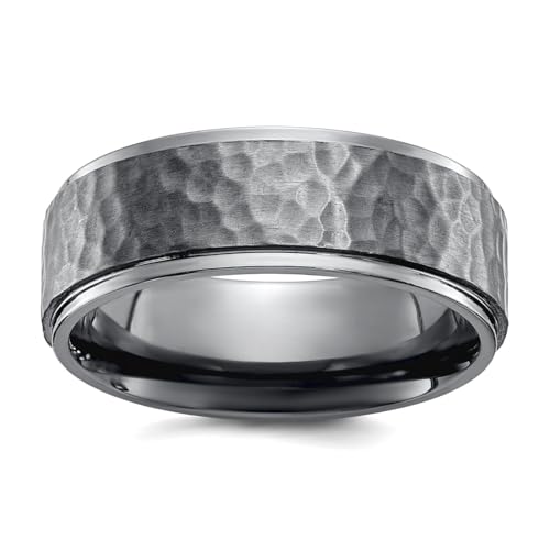 JewelryWeb Ring Tantal gebürstet und poliert, gehämmert, 8 mm, abgeschrägte Kante, Bandgröße 9,5, für Damen und Herren von JewelryWeb