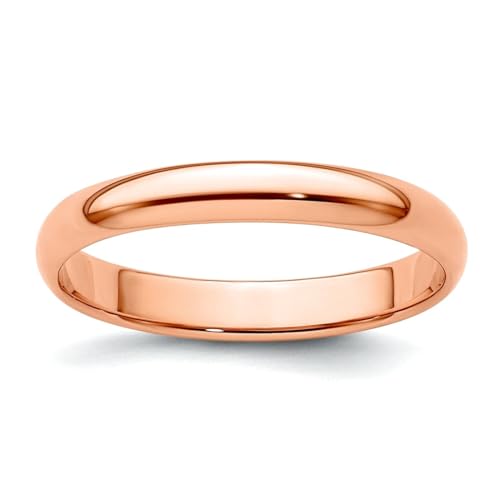 JewelryWeb Ring aus 14-karätigem Rotgold, 3 mm, für Damen und Herren, US 7.5 | EU 56.5 | DE 17.75 | JP 15 | UK P, Gold Metall Roségold, Kein Edelstein von JewelryWeb