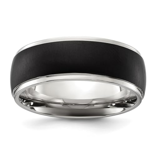 JewelryWeb Ring aus Titan poliert mit gebürsteter schwarzer IP-plattierter Mitte, 8 mm, Bandgröße 10,5 für Damen und Herren von JewelryWeb