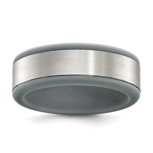 JewelryWeb Ring aus gebürstetem grauem Silikon in der Mitte, 8 mm, Bandgröße 8 mm, für Damen und Herren JewelryWeb Ring aus gebürstetem grauem Silikon in der Mitte, 8 mm, Bandgröße 8 mm, für Damen und Herren von JewelryWeb