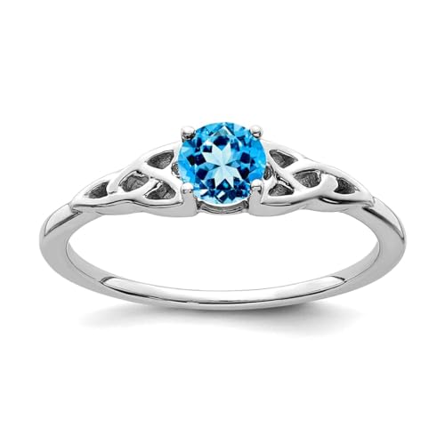 JewelryWeb Ring für Damen, 14 Karat Weißgold, Blautopas, keltischer Knoten, Größe 7,00 von JewelryWeb