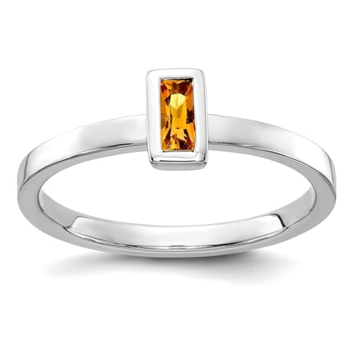 JewelryWeb Ring für Damen, 14 Karat Weißgold, Citrin, Größe 7 von JewelryWeb