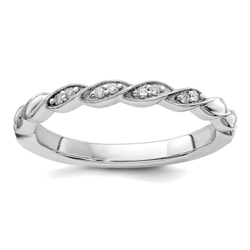 JewelryWeb Ring für Damen, 14 Karat Weißgold, stapelbar, Diamant, Größe 7 von JewelryWeb