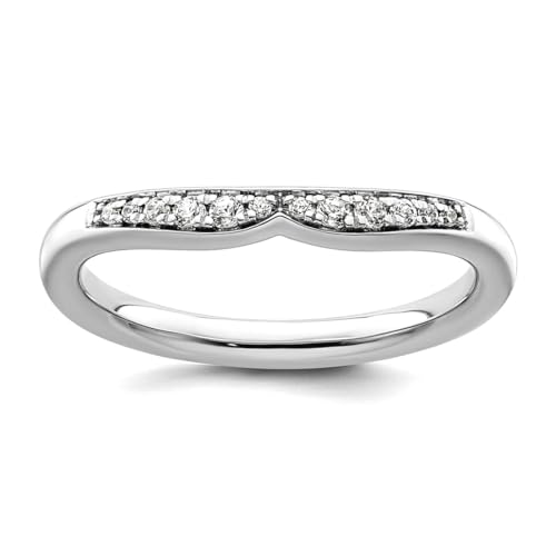 JewelryWeb Ring für Damen, 2,5 mm, 14 Karat Weißgold, stapelbar, Diamant, Größe 7 von JewelryWeb