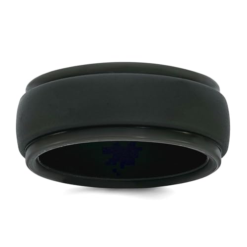 JewelryWeb Ring für Damen und Herren, Silikon, 9 mm, geriffelter Rand, Größe 13, Dunkelgrau von JewelryWeb