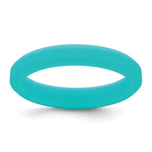 JewelryWeb Silikonring für Damen und Herren, 4 mm, geriffelter Rand, Größe 8, Aquablau von JewelryWeb
