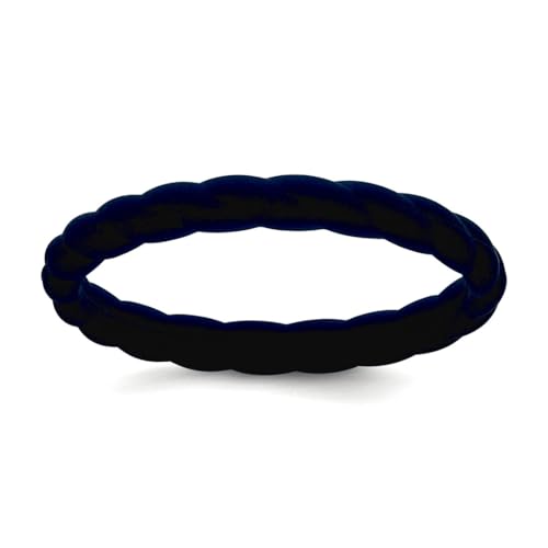 JewelryWeb Silikonring für Damen und Herren, geflochten, 3 mm, Größe 10, Mitternachtsblau von JewelryWeb