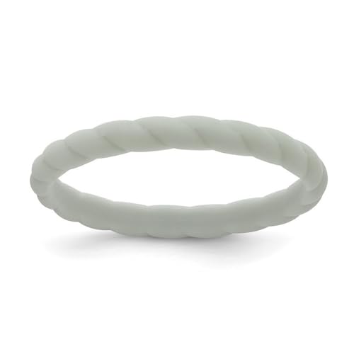 JewelryWeb Silikonring für Damen und Herren, geflochten, 3 mm, Größe 9, Hellgrau von JewelryWeb