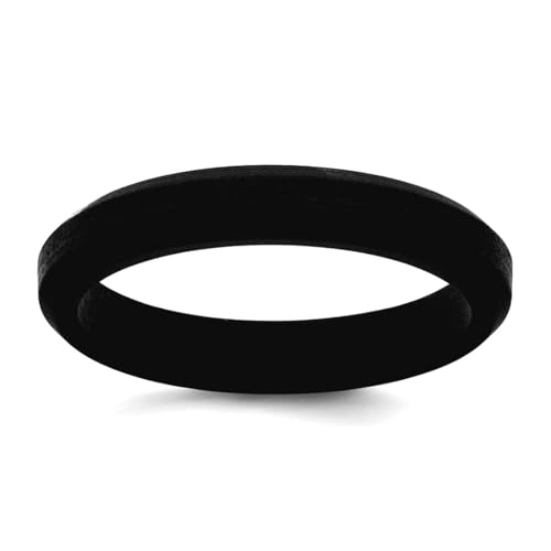 JewelryWeb Silikonring für Damen und Herren, geriffelter Rand, 4 mm, Größe 8, Schwarz von JewelryWeb