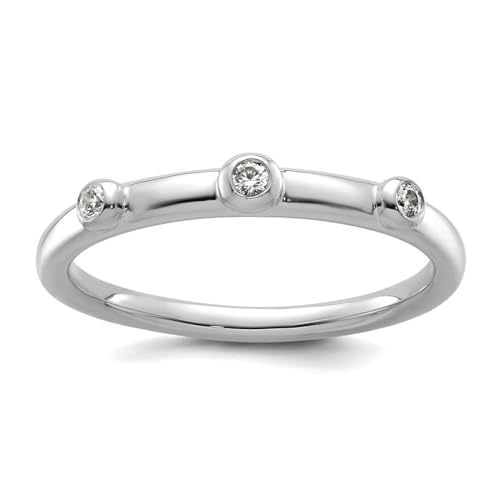 JewelryWeb Stapelbarer Diamantring für Damen, 2,25 mm, 14 Karat Weißgold, Größe 5 von JewelryWeb