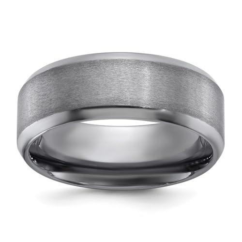 JewelryWeb Tantal-Ring, gebürstet und poliert, 8 mm, abgeschrägte Kante, Ringgröße 13, für Damen und Herren von JewelryWeb