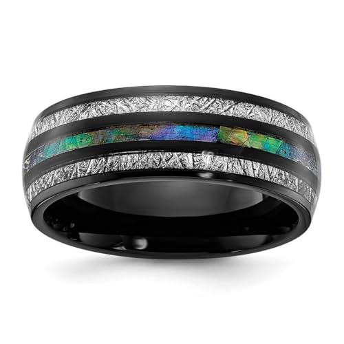 JewelryWeb Titan poliert schwarz Ip mit Abalone Imit.Meteorit Inlay 8 mm Bandgröße 11,5 Bandstil Ring für Damen und Herren JewelryWeb Titan poliert schwarz Ip mit Abalone Imit.Meteorit Inlay 8 mm Bandgröße 11,5 Bandstil Ring für Damen und Herren von JewelryWeb