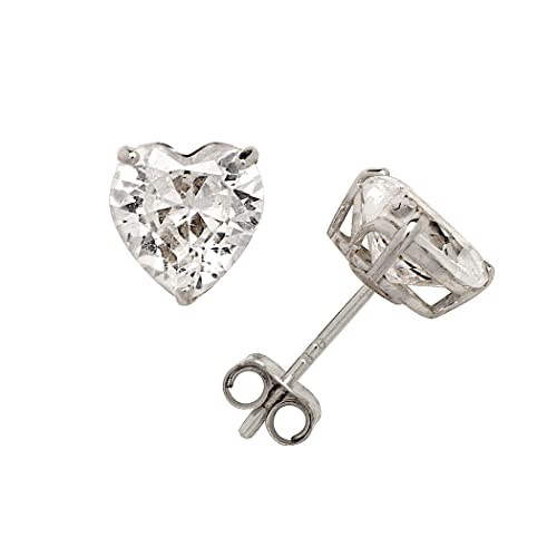 Jewelryweb Ohrstecker aus massivem 14 Karat Gelb- oder Weißgold, Herzschliff, Zirkonia, künstlicher Diamant, Korbpfosten, 4 x 6 mm, Ohrstecker für Damen, One Size, Zirkonia Edelstein Goldfarben von JewelryWeb