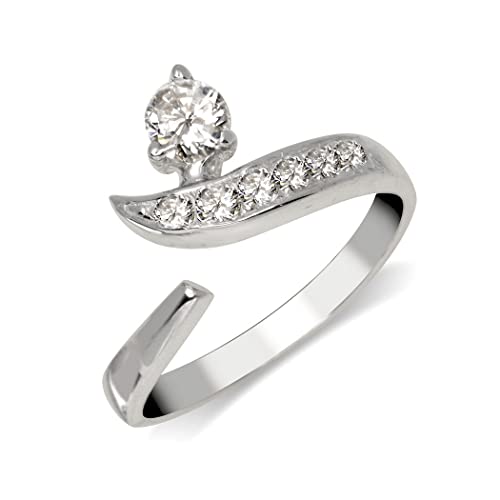 Jewelryweb Zehenring für Damen, massives 925er-Sterlingsilber, verstellbar, modern, Bypass-Zirkonia, simulierter Diamant, 8 mm x 15 mm von JewelryWeb