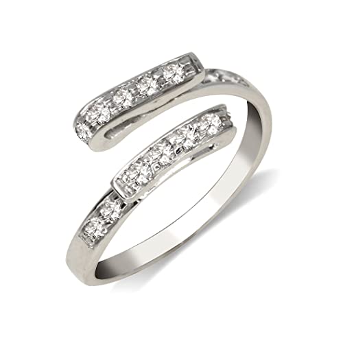 Jewelryweb Zehenring für Damen aus massivem 925er-Sterlingsilber, elegant, verstellbar, Zirkonia, künstlicher Diamant, 7 mm x 15 mm von JewelryWeb