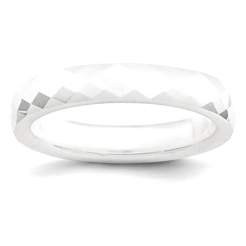 Keramik-Ring, gravierbar, 4 mm, facettiert, poliert, US-Größe 6,5, Schmuck für Damen, Weiß, One Size, Keramik, Kein Edelstein Keramik-Ring, gravierbar, 4 mm, facettiert, poliert, US-Größe 6,5, Schmuck für Damen, Weiß, One Size, Keramik, Kein Edelstein von Chisel