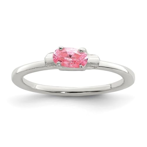 Kinderring aus 925er-Sterlingsilber, polierter rosa Zirkonia, künstlicher Diamant, Größe 3, 3,5 mm breit, One Size, Cubic Zirkonia Metall Zirkonia Edelstein Metall:, Zirkonia von JewelryWeb