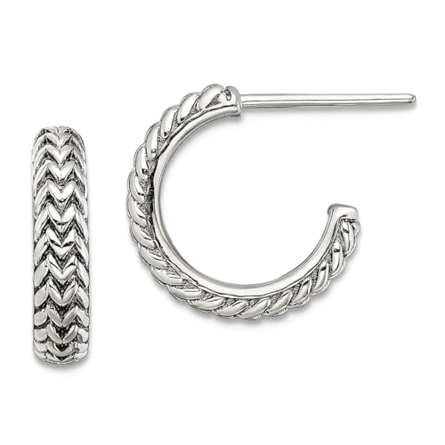Kleine Zick-Zack-Creolen, 925er-Sterlingsilber, Maße: 14,1 x 14,1 mm breit, 1,7 mm dick, Schmuck für Damen Kleine Zick-Zack-Creolen, 925er-Sterlingsilber, Maße: 14,1 x 14,1 mm breit, 1,7 mm dick, Schmuck für Damen von JewelryWeb