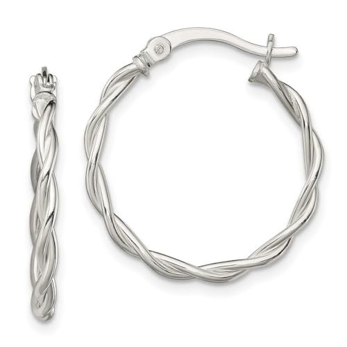 Kreolen, 925er-Sterlingsilber, poliert, geflochten, Maße: 23,6 x 22,2 mm breit, 1,9 mm dick, Schmuck für Damen von JewelryWeb
