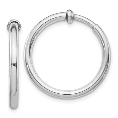 Kreolen Sterling-Silber 925 rhodiniert rhodiniert poliert von JewelryWeb