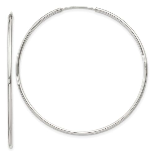 Kreolen aus 925er-Sterlingsilber, Scharnier, poliert, hohl, 1,3 mm, Maße: 46 x 46 mm breit, 1,3 mm dick, Schmuck für Damen von JewelryWeb