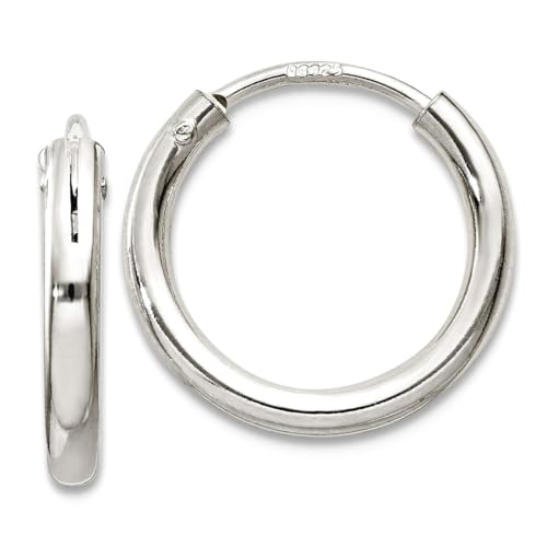 Kreolen aus 925er-Sterlingsilber, Scharnier, poliert, hohl, 2 mm, Maße: 14 x 14 mm breit, 2 mm dick, Schmuck für Damen von JewelryWeb