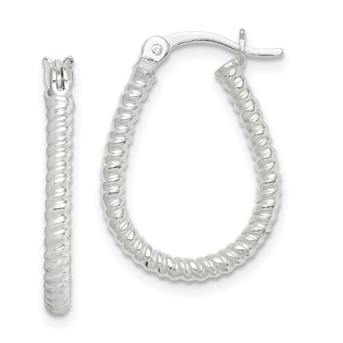 Kreolen aus 925er Sterlingsilber, gedreht, poliert, 20 x 15 mm breit, 2,5 mm dick, Kreolen für Damen von JewelryWeb