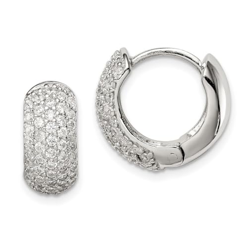 Kreolen aus 925er-Sterlingsilber, massiv, poliert, Zirkonia, künstlicher Diamant, Scharnier, Maße: 15 x 16 mm breit, 8 mm dick, Schmuck für Damen, One Size, Zirkonia Edelstein Metall, Zirkonia von JewelryWeb