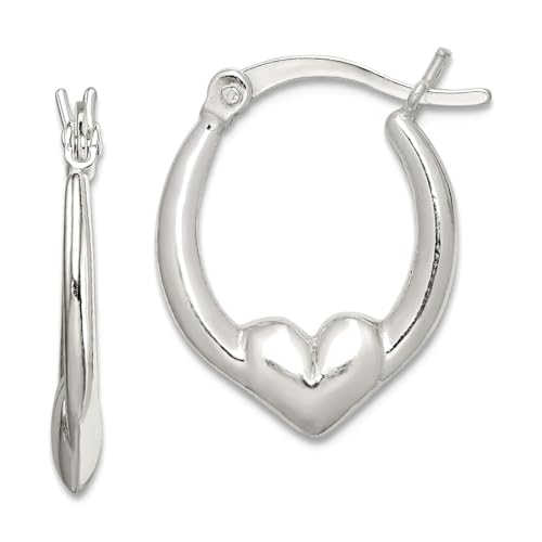 Kreolen aus 925er-Sterlingsilber, poliert, Scharnier, Herzform, Maße: 19 x 16 mm breit, 3 mm dick, Schmuck für Damen von JewelryWeb