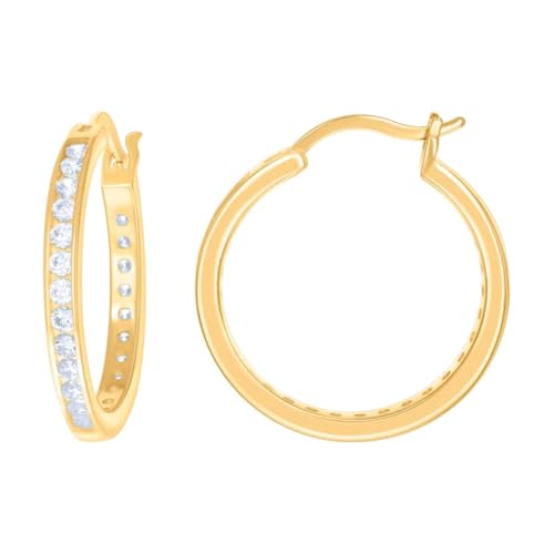 Kreolen aus 925er-Sterlingsilber für Damen, Zirkonia, künstlicher Diamant, 24 x 3 mm, breite Kreolen für Frauen von JewelryWeb