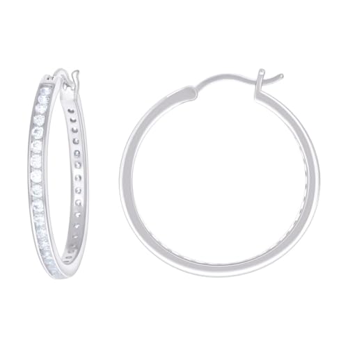 Kreolen aus 925er-Sterlingsilber für Damen, Zirkonia, künstlicher Diamant, 30 x 3 mm, breite Kreolen für Frauen Kreolen aus 925er-Sterlingsilber für Damen, Zirkonia, künstlicher Diamant, 30 x 3 mm, breite Kreolen für Frauen von JewelryWeb