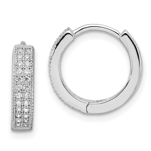 Kreolen aus 925er-Sterlingsilber und Zirkonia, künstlicher Diamant, poliert, Scharnier, Maße: 10 x 3 mm breit, 3 mm dick, Schmuck für Damen, One Size, Zirkonia Edelstein Metall, Zirkonia von JewelryWeb