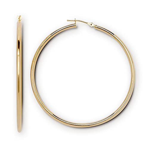 Kreolen für Damen, 14 Karat Gold, poliert, Zirkonia, modern, Gelb und Weiß, One Size, Zirkonia Edelstein, Zirkonia von JewelryWeb